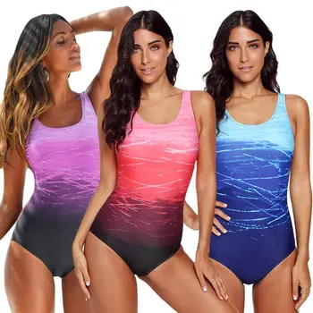 

One-Piece Swimsuits Women's Ombre Solid Color Hot Spring Swimwear Sexy Bikini