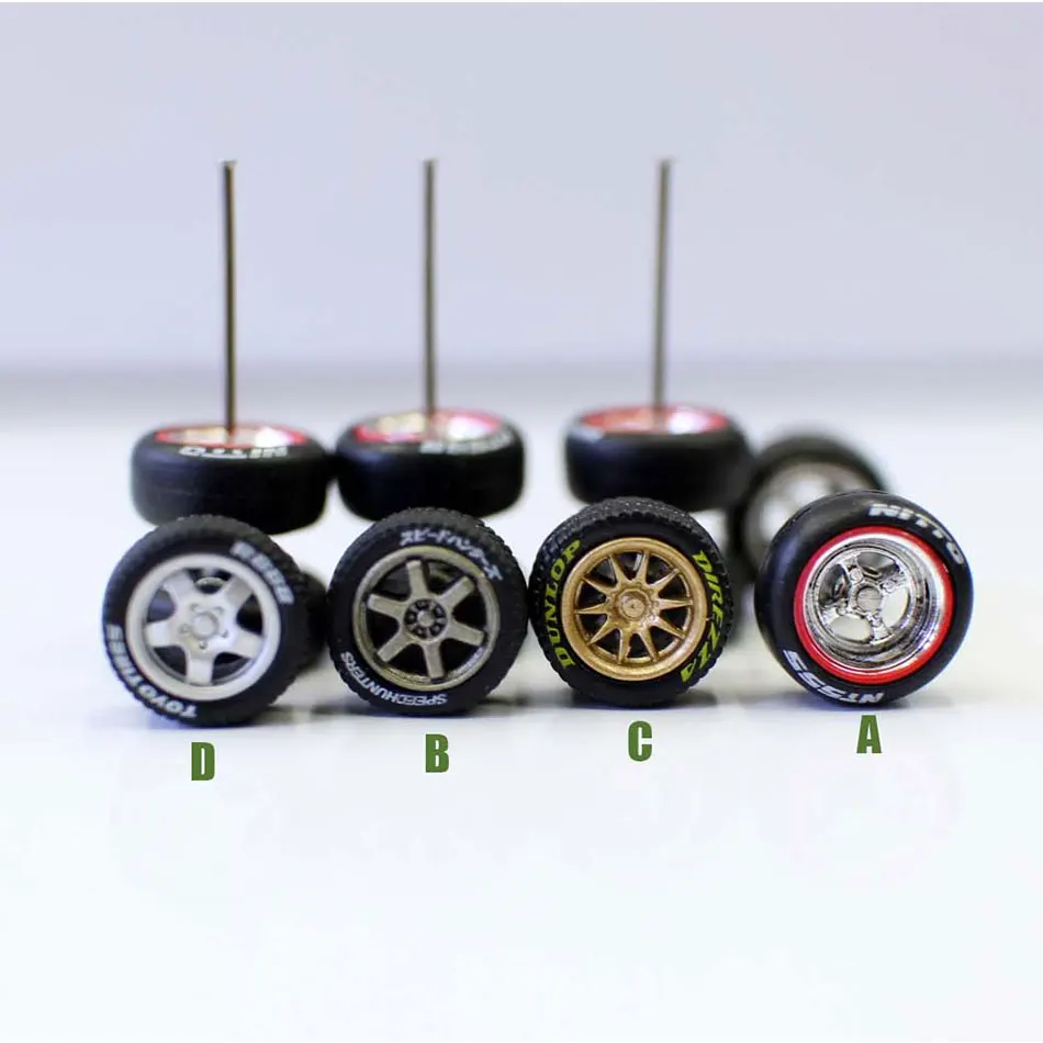 

1/64 Scale 3 Pairs Rubber Tire Model Alloy Wheel For RC Car 10.8x4.8mm