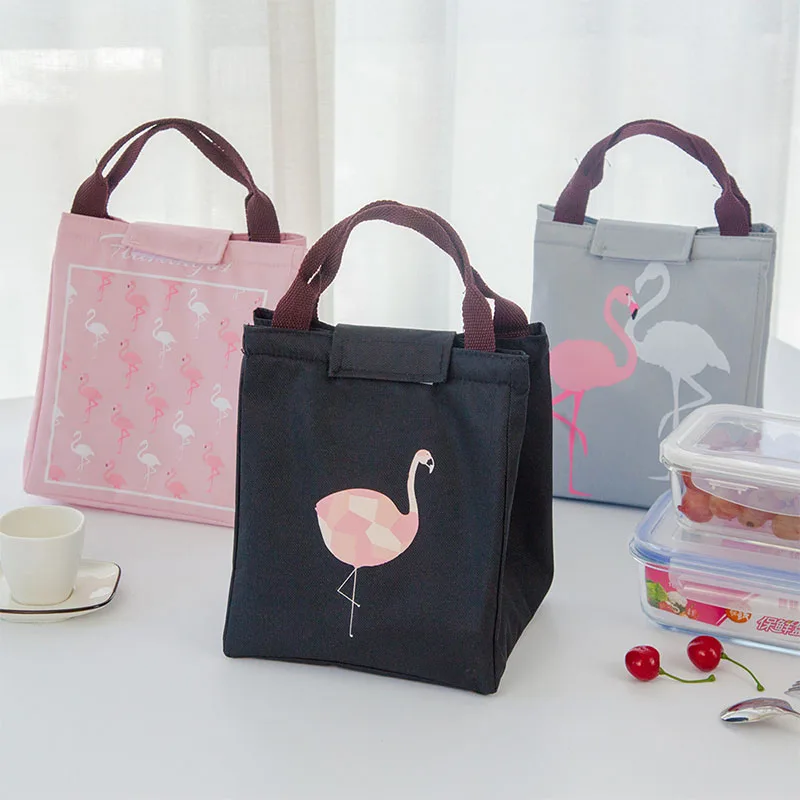 

Thermal Lunch Bags Waterproof Large Food Picnic Bag Storage Tote Flamingo Pattern Portable Cotton Style Oxford Women Supplies