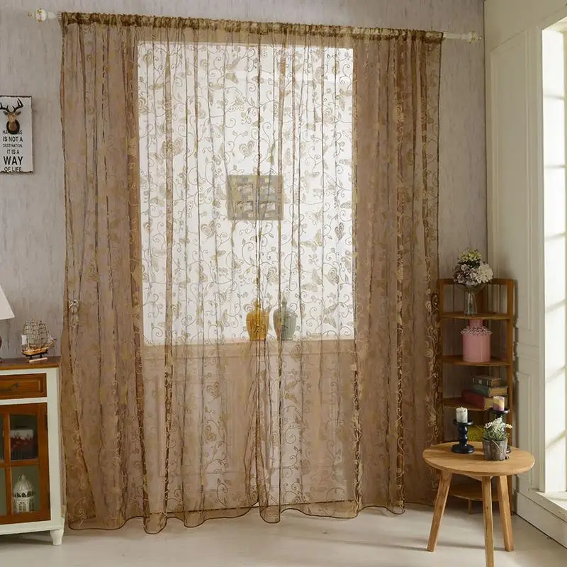 

Window Voile Curtain Light Filtering Translucent Tulle Door Window Curtain Drape Panel Sheer Scarf Valances For Living Room