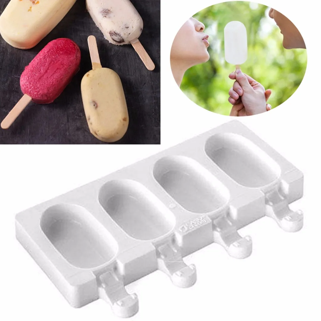 JX LCLYL New 260*145*26mm 4 Cavities Silicone Ice Cream Mold Dessert