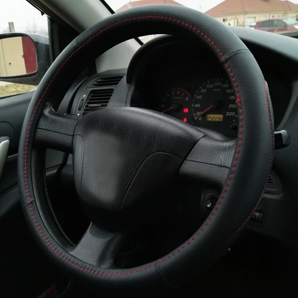 

Black Car Sport Steering Wheel Cover Leather Auto Steering Covers Universal 38CM Car Inter Accessories