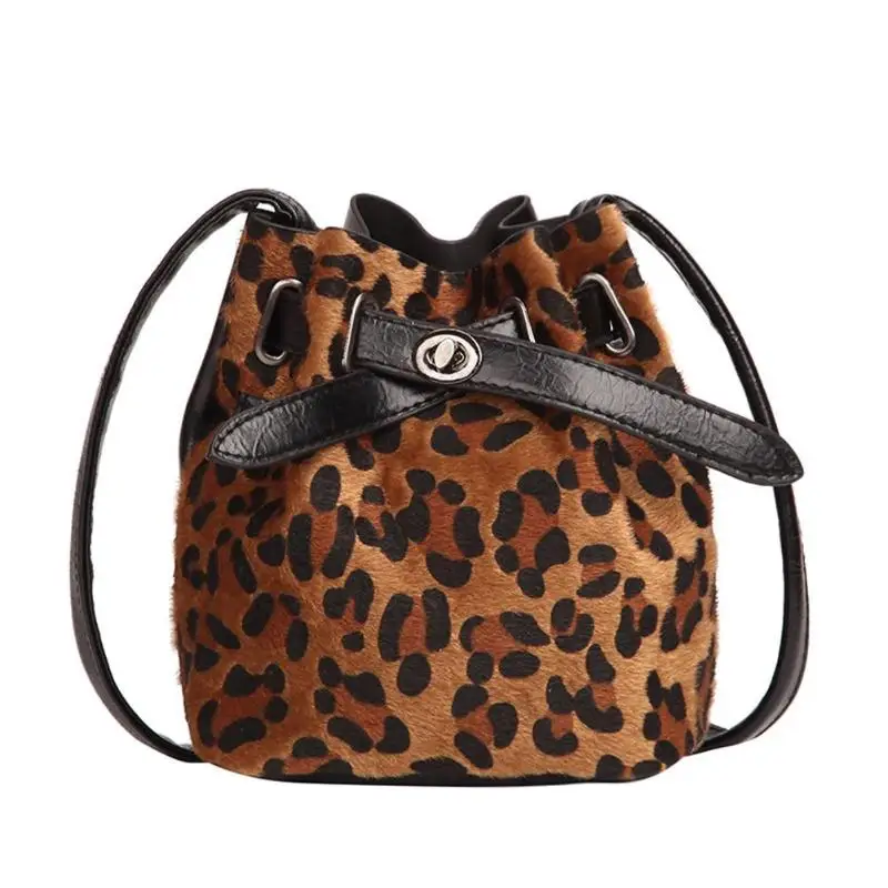 

Vintage Leopard Mini Bucket Bag 2018 Women's Fashion Drawstring Messenger Bag Female Shoulder Handbag Girls Small Bolso Mujer