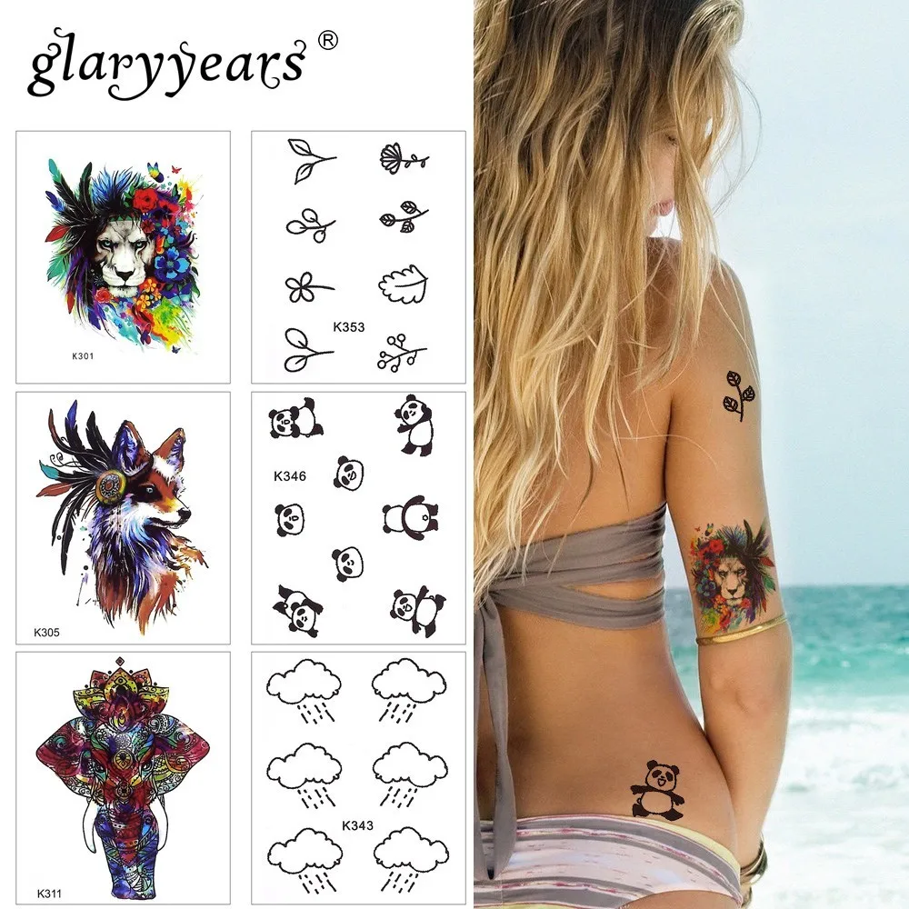 

glaryyears 1 Sheet Temporary Tattoo Sticker Cute Fake Tatoo Animal Flash Tatto Waterproof Small Body Art Men Women 12 Designs