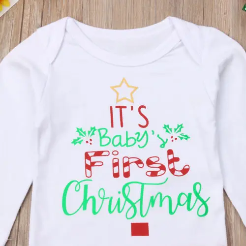 My First Christmas/Рождественский костюм для маленьких девочек; комплект одежды; комбинезон; юбка-пачка для новорожденных; одежда для маленьких девочек на год
