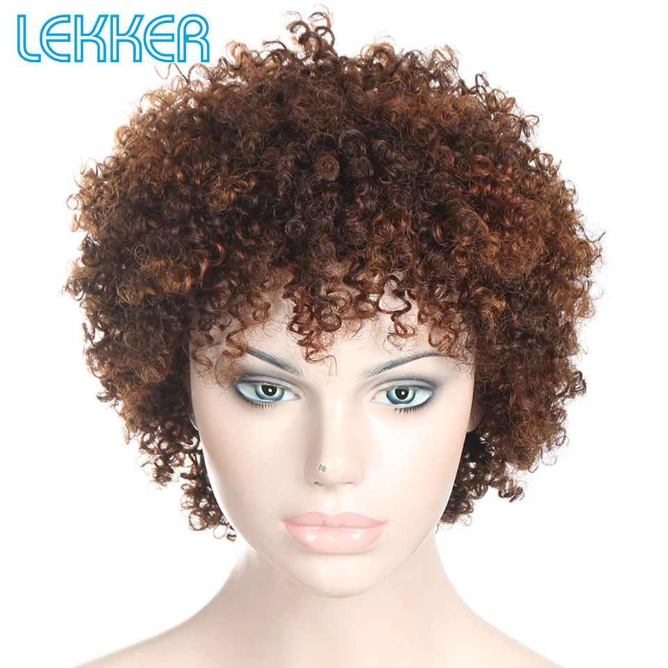 

Lekker Wigs Pixie Curly Hair Human Hair Wigs Brazilian Remy 100% Human Hair Machine Made Short Wigs For Women More Colors Choice