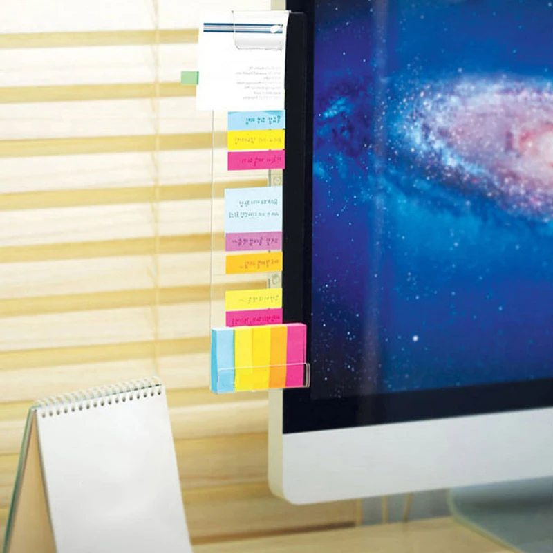 Computer Screen Monitor Memo Note Board Sticky Notes Card Holder Left