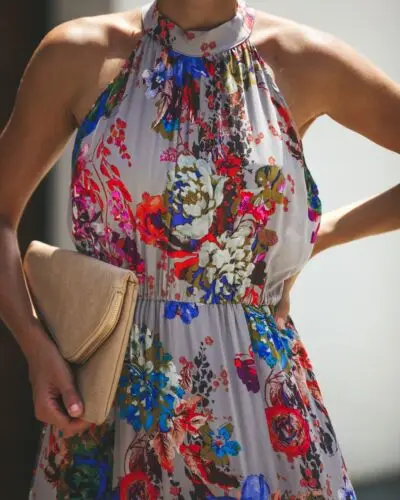 

Women 2019 Boho Long Maxi Dress Sleeveless Halter Ladies Party Evening Summer Beach Sundress Floor Length Floral Print