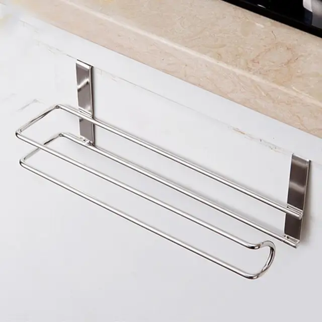 Best Price Stainless steel kitchen towel holder hanging bathroom toilet paper holder towel kitchen cabinet door hook holder jia1422