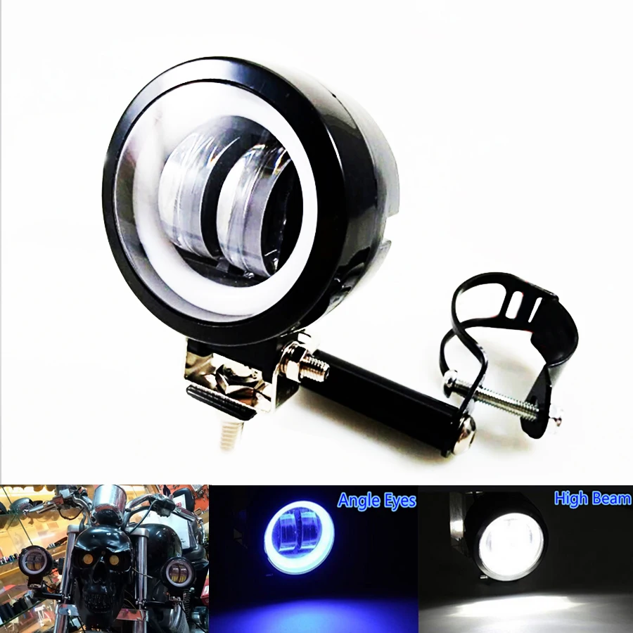 

1 Pair Universal Motorcycle LED Driving Spot Fog Lights Bar W/ Bracket Scooter Touring