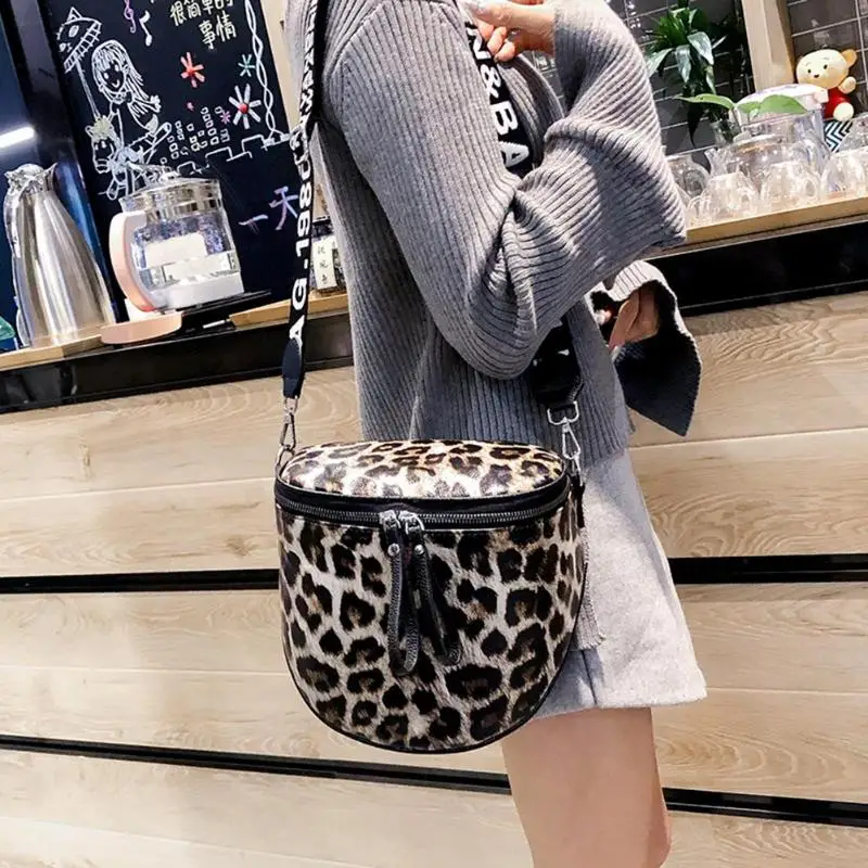 ليوبارد طباعة دلو امرأة حقيبة بو الجلود Crossbody أكياس حقيبة ساع الإناث حقيبة يد Crossbody حقائب النساء 2019 جديد