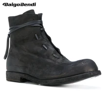 Новинка; ботинки в байкерском стиле из натуральной кожи в британском стиле; высокие рабочие ботинки на шнуровке; зимняя обувь; мужские теплые плюшевые зимние ботинки