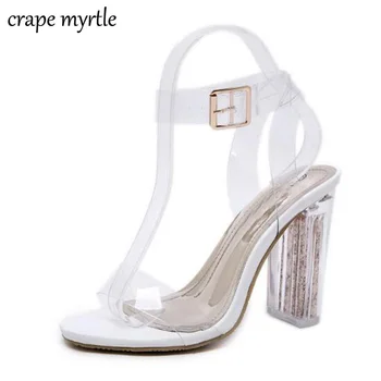 

party sandal high heels transparent shoes woman heels sandals Crystal pumps Peep Toe ladies Sandals High Heeled Shoes YMA678