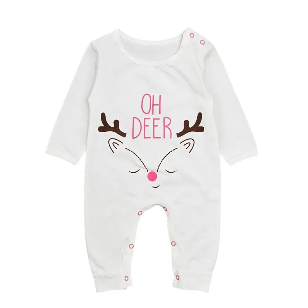 Baby Christmas One-piece Cotton Romper Newborn Infant Babies Boys Girls Clothes Elk Rompers Outfit 0-24M |