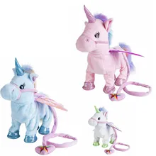 Забавные игрушки 1 шт. электрическая ходячая плюшевая игрушка единорог чучело игрушка Электронная Музыка игрушечный Единорог для детей рождественские подарки