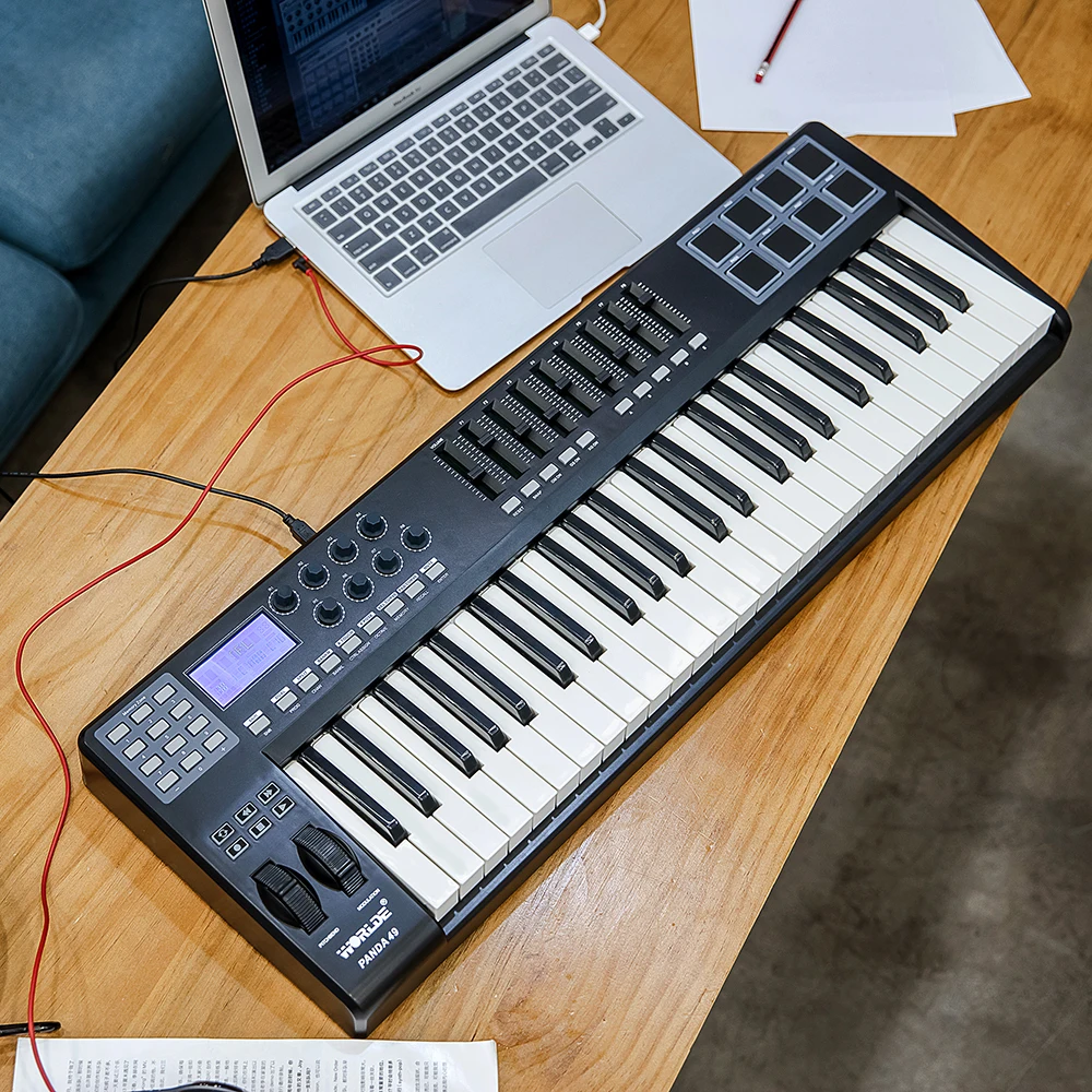 На выбор PANDA49 MIDI контроллер клавиатуры 49-ключ USB MIDI контроллер 8 зеленого и синего цветов с подсветкой триггерные подушки с USB кабелем