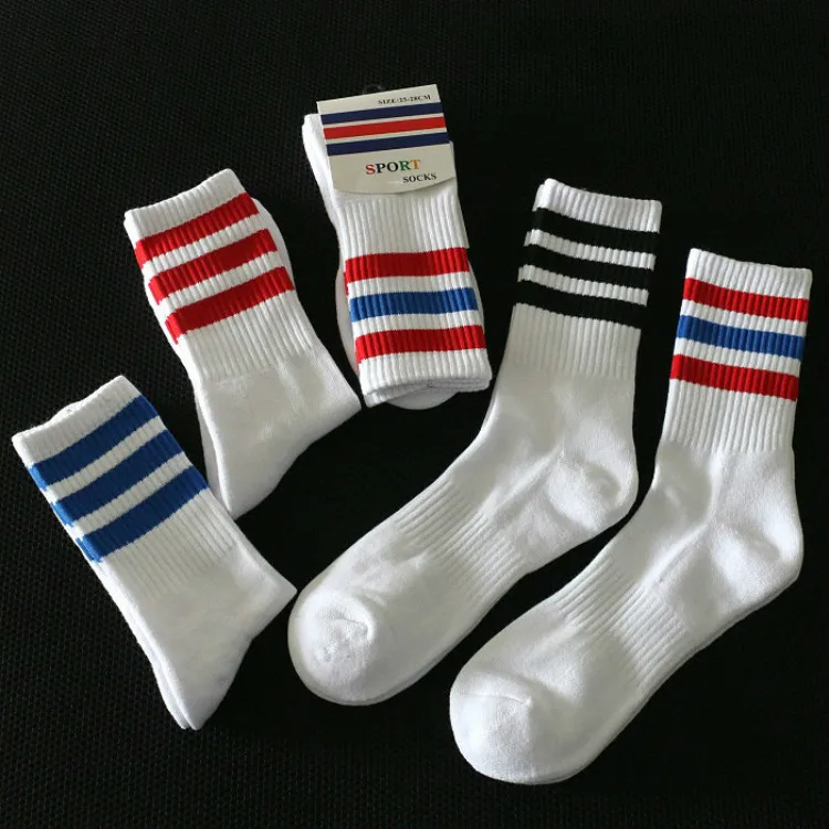 Motion Stripe Socks Pure Cotton Towel Bottom High Canister Male Run