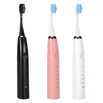 

USB Rechargeable Electric Toothbrushes Adult Toothbrush With 2 Replacement Toothbrush Heads Teeth Whitening Cleaning Oral Care