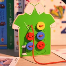 Новинка Монтессори развивающая игрушка деревянная шнуровка Бисер для нанизывания игрушки сшивание пуговицы игра дети подарок цвет познание
