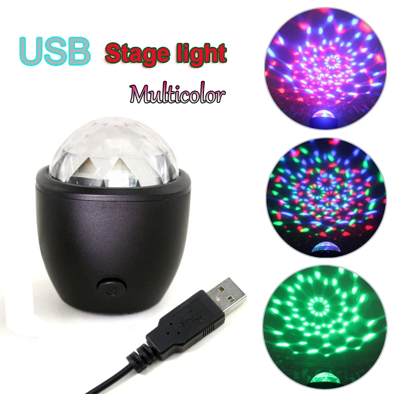 

Mini Stage Light 3W USB Powered Sound Actived Multicolor Disco Ball Magic Effect Lamp For Birthday Party Concert