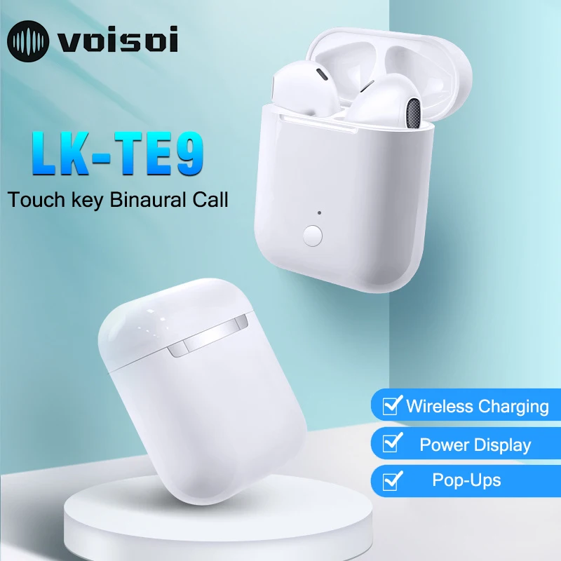 LK-TE9 TWS Bluetooth Earphones Air Pods 5.0 Wireless Earphones Touch Control Bluetooth headset Earbuds support Pop-ups function LK-TE9 TWS Bluetooth Earphones Air Pods 5.0 Wireless Earphones Touch Control Bluetooth headset Earbuds support Pop-ups function