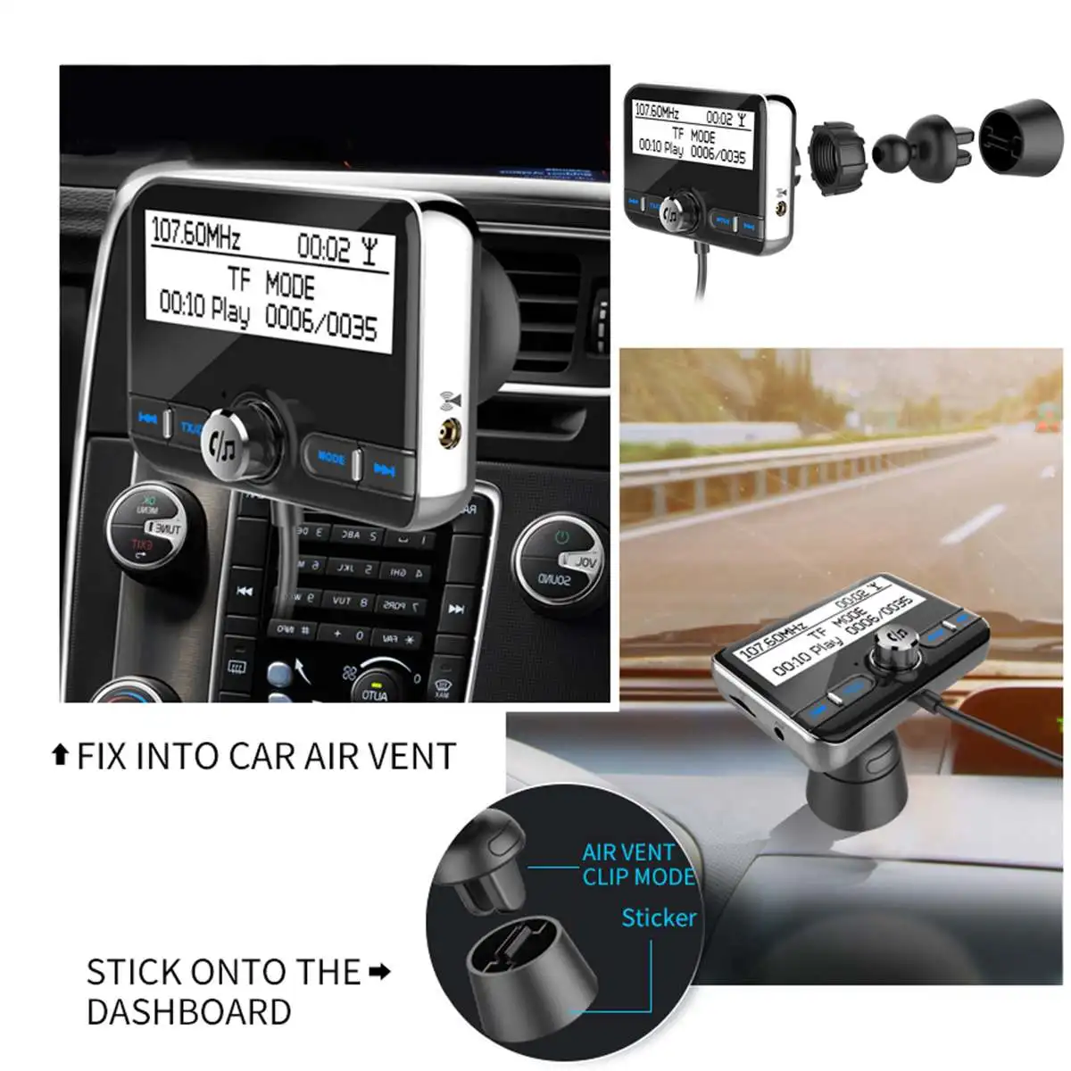 In Car DAB Radio Receiver Tuner USB Adapter Bluetooth FM Transmitter AUX Antenna LCD Display Digital Radio Portable Music Player In Car DAB Radio Receiver Tuner USB Adapter Bluetooth FM Transmitter AUX Antenna LCD Display Digital Radio Portable Music Player