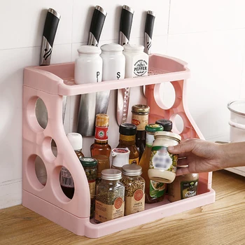 

1 Pc Storage Shelf Nordic Style Multifunction Double Layer Hollow-out Kitchenware Holder Bathroom Organizer