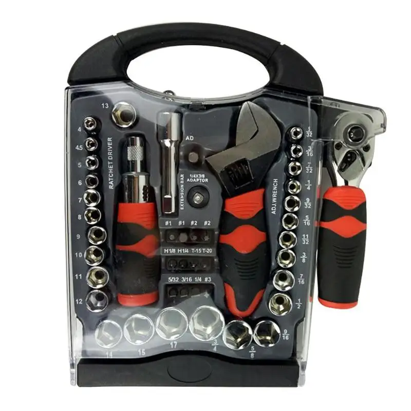 

23pcs Drive Socket Spanner Wrench Set Sleeve Screwdriver Ratchet Wrench Socket Spanner Drill Repair Tool