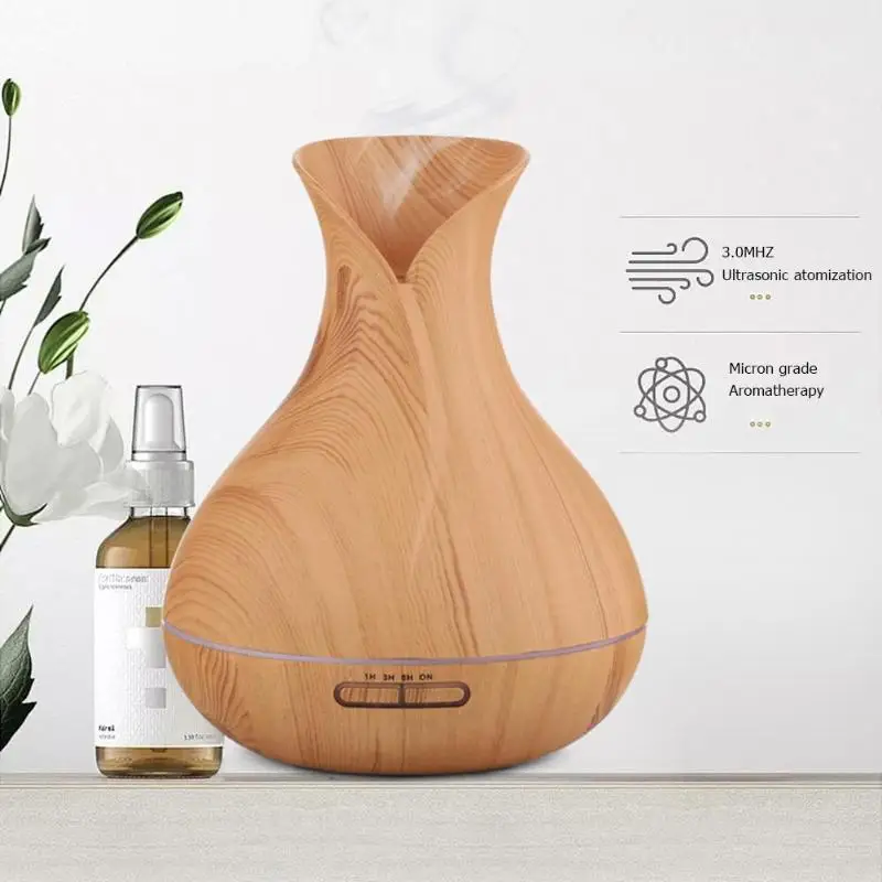 

450ml Wood Grain Air Humidifier USB Charging Ultrasonic Humidifier Essential Oil Aroma Diffuser Atomizer for Home Office
