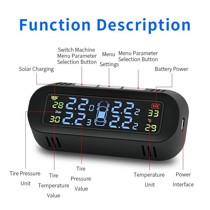 TPMS система контроля давления в шинах Солнечная зарядка в режиме реального времени контроль температуры давления универсальная система контроля состояния шин