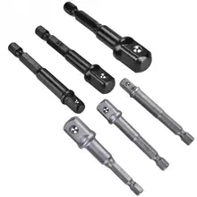 3 шт. гнездо адаптера 1/4 дюйма шестигранный хвостовик до 1/4 3/8 1/2 квадратные сверлильные головки бит драйвер черный серебристый опционально высокого качества