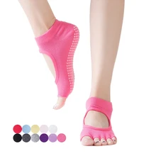 Новинка гимнастика Спорт Йога носки женские нескользящие мягкие Пилатес балет танец Toeless половина носок лодыжки носки пять пальцев полный носок Йога носки