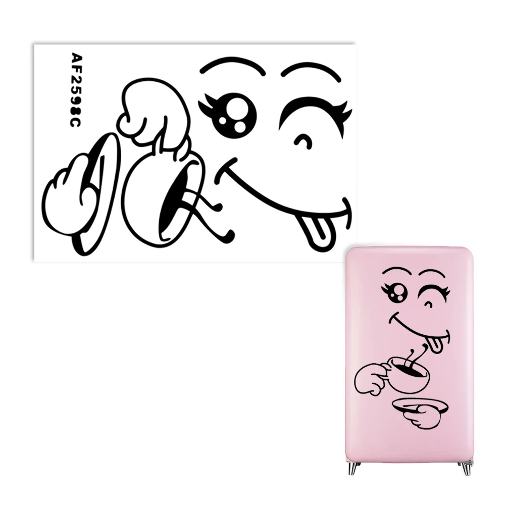 Cute Fridge Sticker Decoration Stickers Home Decors Vinyl Stickers For Kitchen Fridge Wall Wall Stickers Happy Delicious Face
