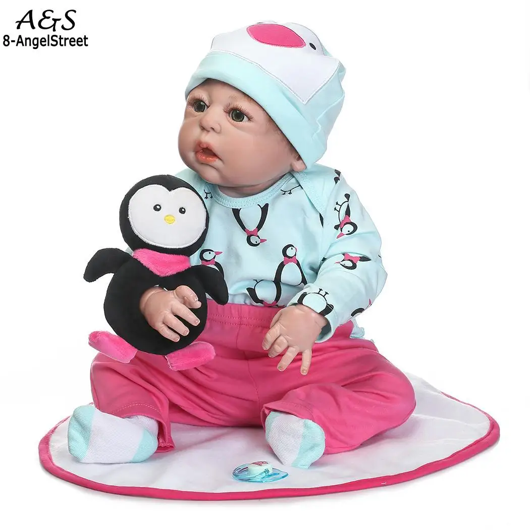 

Clothes Christmas for Soft Kids Baby Collectibles toys Reborn Doll Silicone doll kids Realistic Gift Penguin Plush With playing