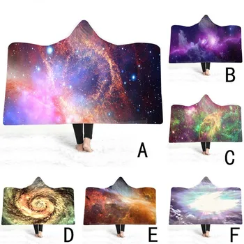 

In Cap Warm Starry Sky Hoodie Blanket Thickening Velvet Plush Plush Sherpa Throw Blanket Family Blanket For Kids Throw Blanket