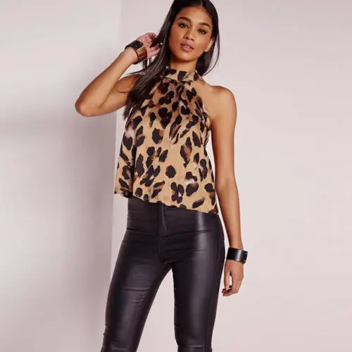 

Leopard Print Women Ladies Shirts Fashion Halter Off Shoulder Shirts Casual NEW Vest O Neck T-Shirt Tops 2019