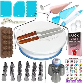 

2019 New A73 Piece Cake Turntable Decorating Mouth Set DIY Flower Table Fondant Baking Tool Icing Tips Equipment #CW
