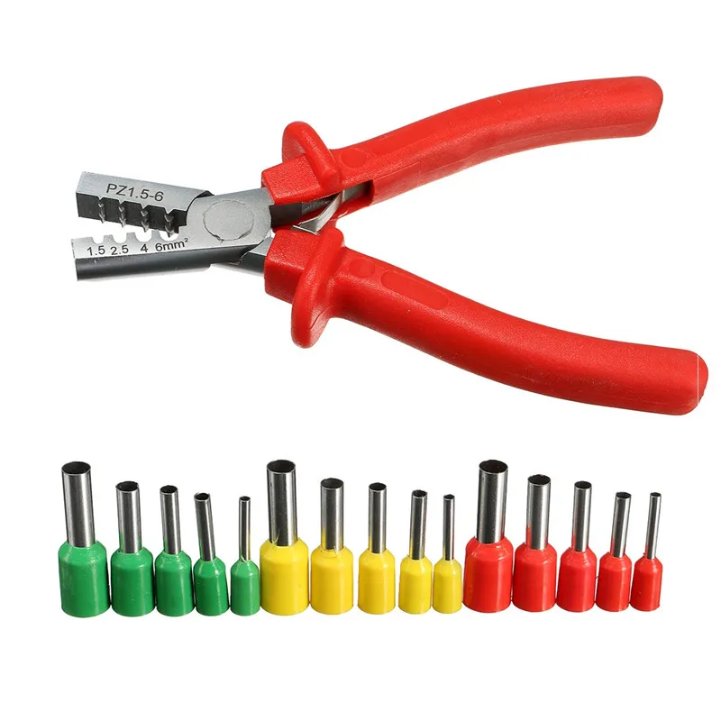 

Electrical Crimping Tool Set 1pc Red Crimper Plier With 990pc Tube End Ferrule Terminals Assortment Kit