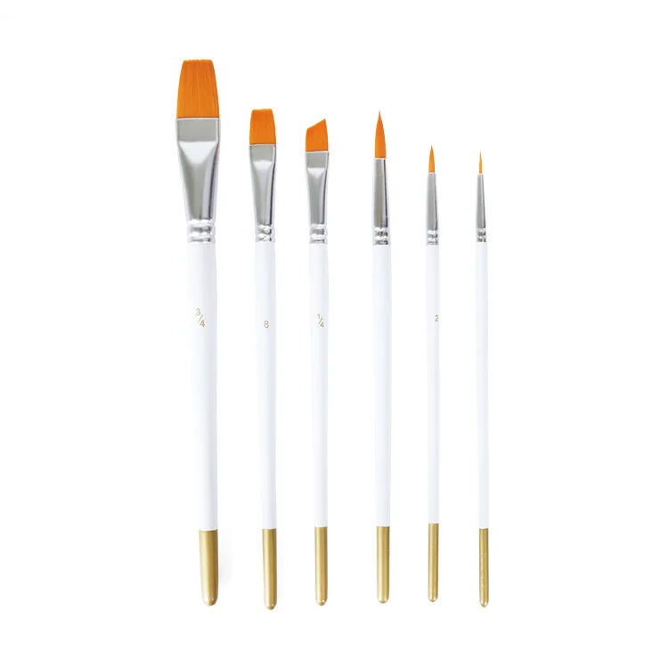 6PCS/SET Nylon Wood Handle Oil Painting Brush Painting Tools Art Stationery School Supplies