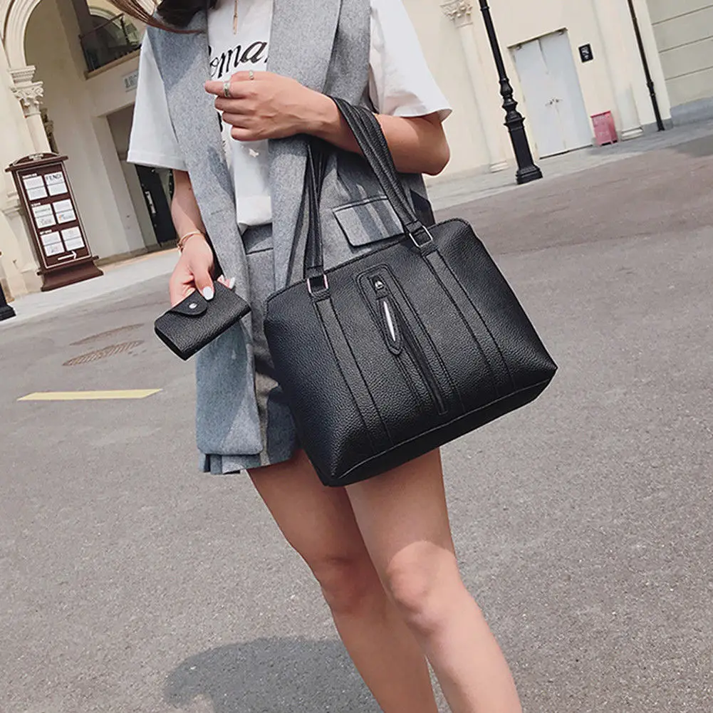

2018 New Style Fashion 4 Pieces Solid Set Women Lady PU Leather Shoulder Hard Zipper Composite Bag Handbag