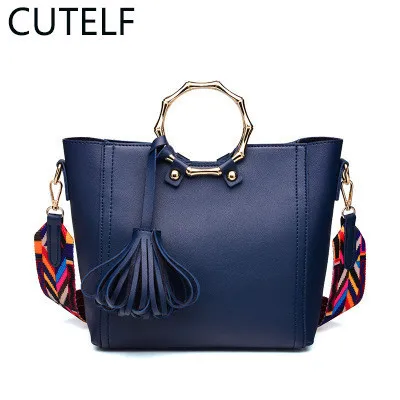 

2018 Luxury Brand Women Tote Bags Large Slub Metal Bag Colorful Strap Handbags Designer Leather Crossbody Messenger Bag Girls