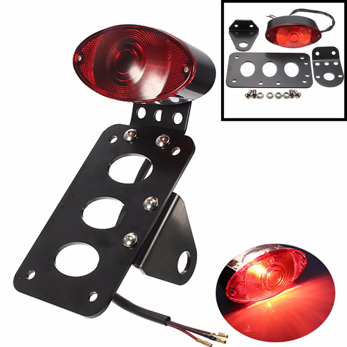 

12V SidE-mount License Plate Frame Bracket Tail Light for Harley