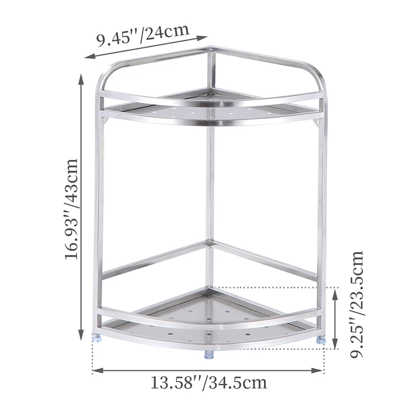 ORZ 2-Tier Corner Storage Holder Shelves Kitchen Bathroom Organizer Spice Rack Seasoning Jar Bottle StorageHolder Bathroom Shelf