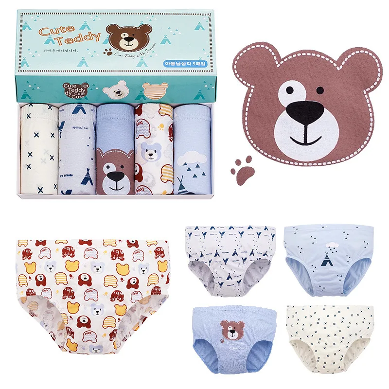 

5Pcs/lot 2019 new children's underwear male boys cotton cute large children baby Comfortable breathable briefs combination