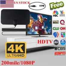 200 Миля Диапазон Ультра тонкая антенна цифровая HD Skylink 4K цифровая внутренняя HD tv 1080P ТВ антенна ТВ приемники