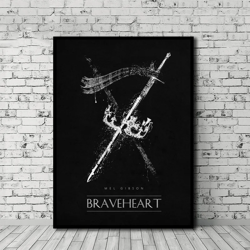 

Movie Minimalist Posters Braveheart Black and White Canvas Painting Prints Wall Art Decor Home Decorative No Frame