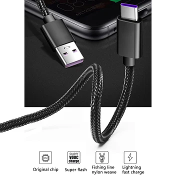 

USB C Cable 5A Supercharge 1m USB Type C Cable for Huawei p20 lite Quick Charging Fast Charger Cable for Samsung S9 8 Note 9