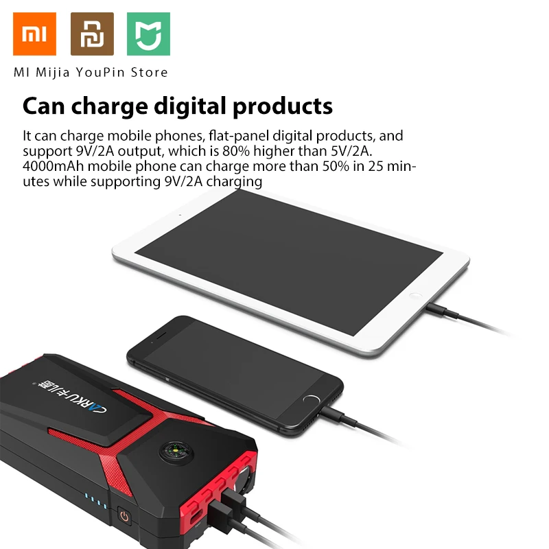 Xiaomi carku Автомобильный аварийный пуск Мощность мобильный Банк питания Черная