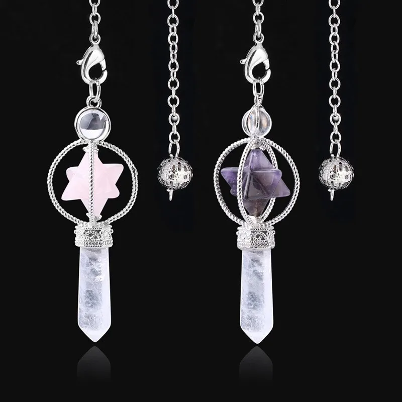 

Natural Crystal Spirit Pendulum Can Rotate Six-pointed Star Divination Hypnotic Energy Seven Chakra Stone Spirit Ornaments
