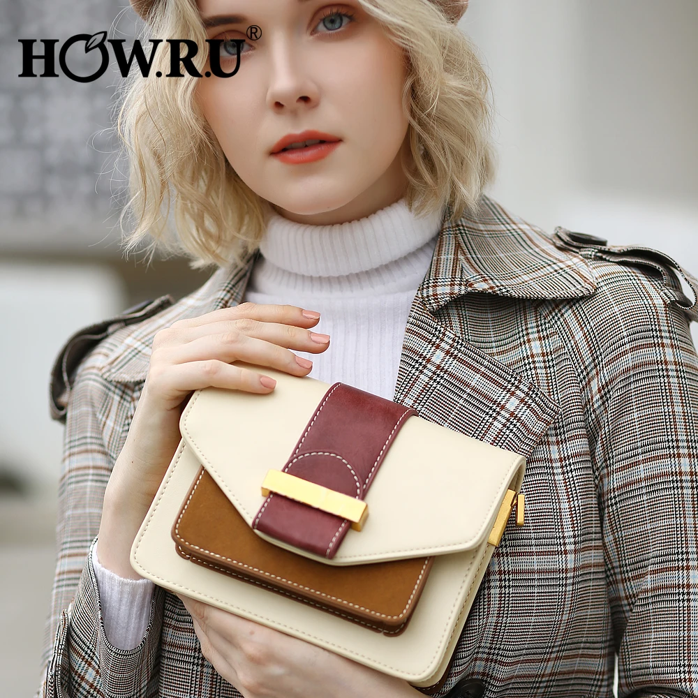 

HOWRU Brand PU Leather Crossbody Bag with A Wide Belt Fashion Flap Messenger Bags Belt Design Small Women Handbag Shoulder Bags